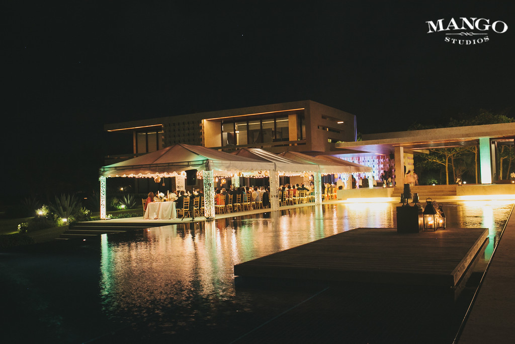 Tented reception at night